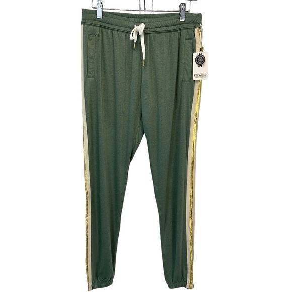 PJ Salvage Other - PJ Salvage Draw String Waist Gold Side Stripe Long Lounge Sleep Jogger Pants
